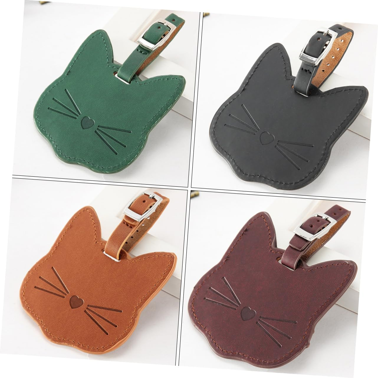SHERCHPRY 4 Pcs Leather Luggage Tag Leather Suitcase Luggage Tag for Suitcases Travel Tag Leather Suitcase Labels Luggage Bag Tags Travel Id Tags Leather Luggage Tags Pu Leather Ceramic Tile image number 2