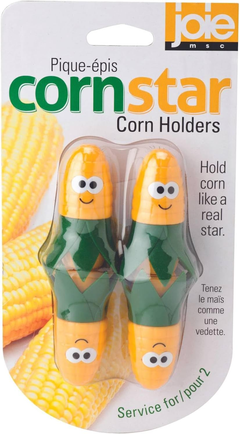 Joie Corn Star Interlocking Corn on the Cob Holders, 2 Pairs (4 Corn Picks), Yellow image number 1