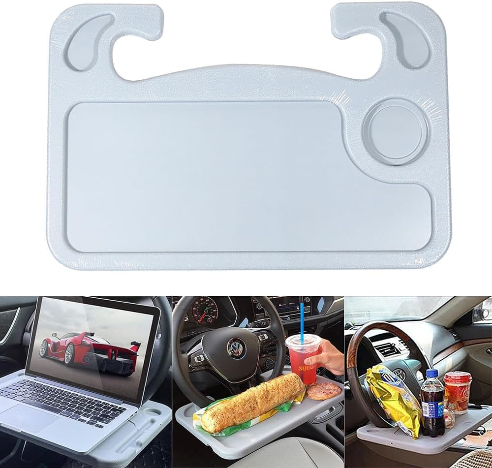 Steering Wheel Tray for Food, Car Table Kids Travel Tray, Ipad or Notebook Car Travel Table, Car Desk Seat Trays for Eating, Cars Must Haves Interior Accessories image number 1