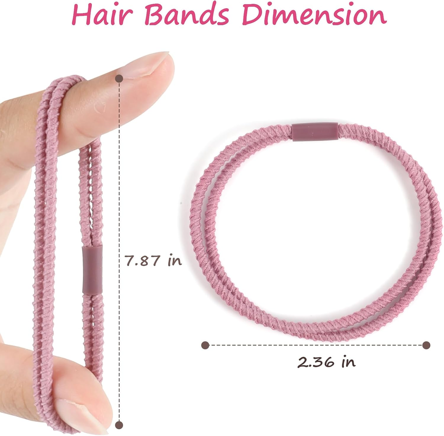Boho Hair Ties, 20 PCS of 4 Styles Cute Hair Bands for Thick or Thin Hair, No Damage, Pink Elastic Hair Accessories for Girls and Women image number 3