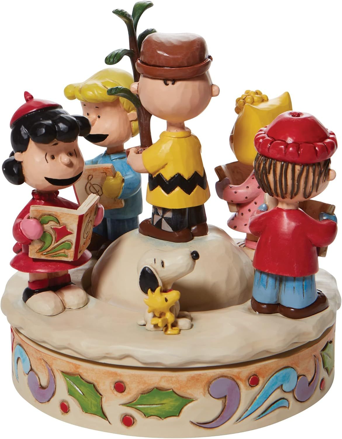 Enesco Peanuts by Jim Shore the Gang Caroling around the Christmas Tree Hand-Rotated Figurine, 6.5 Inch, Multicolor image number 2
