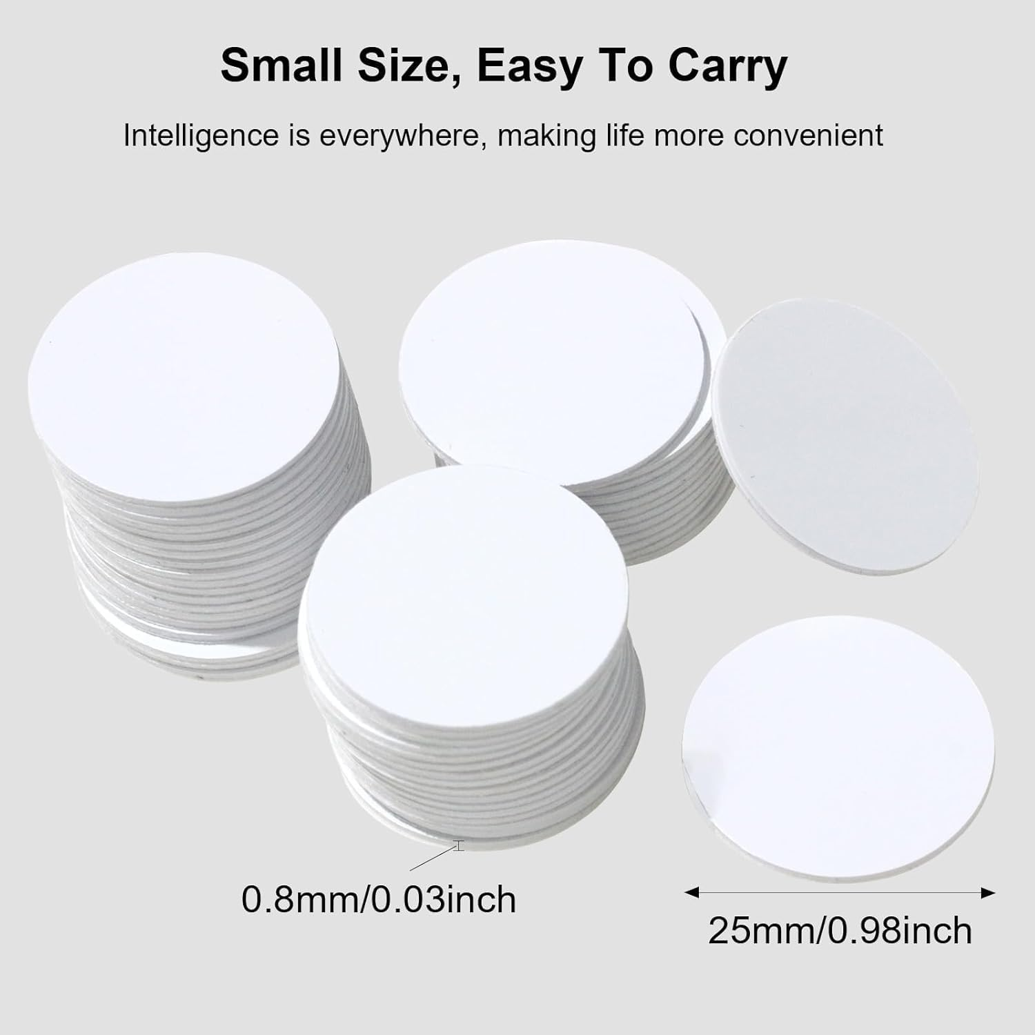 50 Pcs NFC Stickers Tags, NFC Cards with Adhesive Back, 25Mm round Rewritable NFC Cards, 504 Bytes Memory Compatible Tagmo NFC Enabled Mobile Phones image number 5