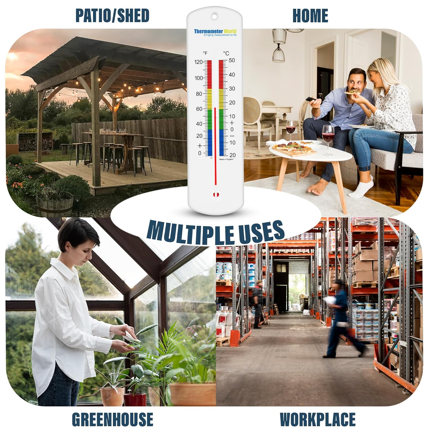 Large 240Mm Outdoor Thermometer for Garden - Can Be Used as a Greenhouse Thermometer or Home Office Room Indoor Wall Outside image number 1