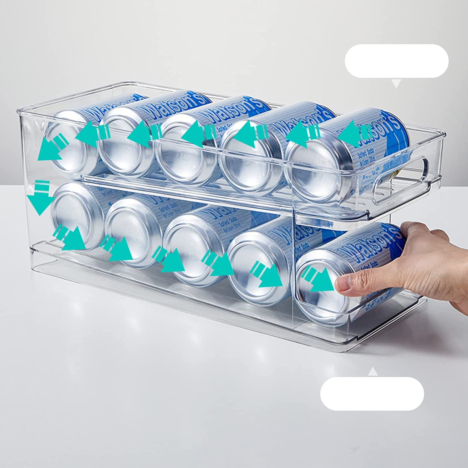 Fridge Rolling Can Dispenser 2-Tier Beer Can Organiser Soda Can Dispenser for Fridge Kitchen,Beer Rack for Kitchen Cupboard Pantry Cabinets Refrigerator Freezer Organisation image number 5