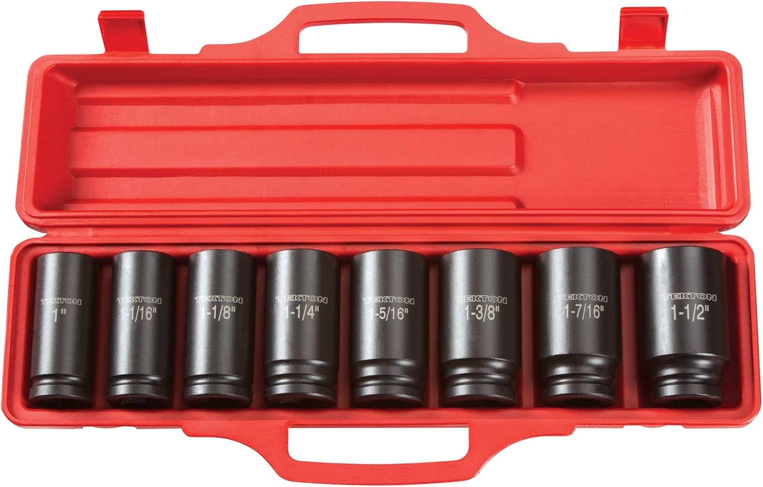 TEKTON 3/4 Inch Drive Deep 6-Point Impact Socket Set with Case, 8-Piece (27-38 Mm) | 4889