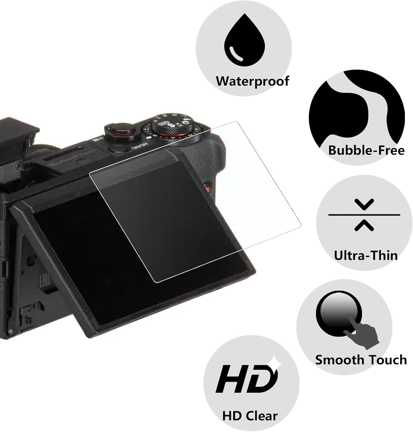 Bigqin [3Pack]Screen Protector Compatible with Canon G7X Mark III, HD Clear Tempered Glass Film 9H Hardness Full Coverage Bubble-Free Scratch-Resistant Protective Film image number 1