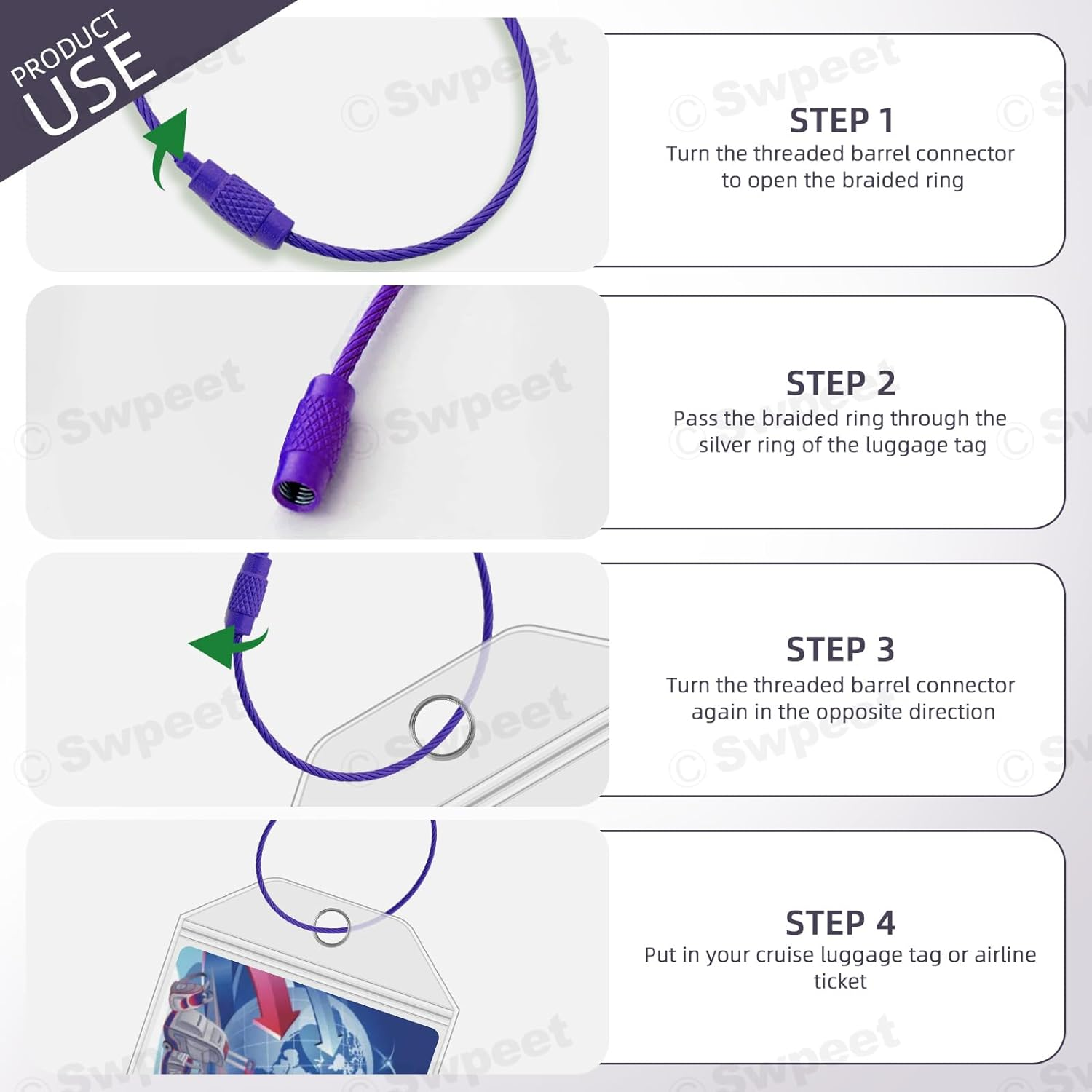 Swpeet 20Pcs Cruise Luggage Tags Clear Tags Cruise Travel Essentials with Steel Loops, Royal Caribbean Luggage Tag Holders Fits for All Royal Caribbean Ships and Celebrity Cruise image number 6