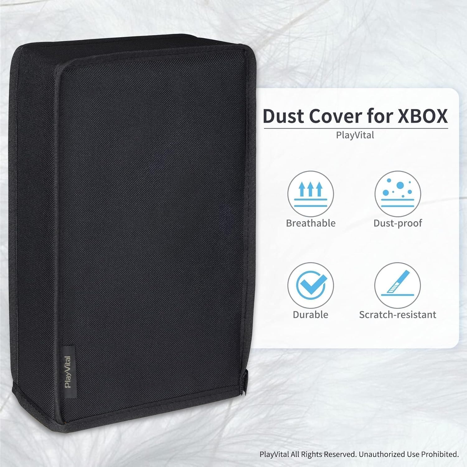Playvital Black Nylon Vertical Dust Cover for Xbox Series S Console, Soft Neat Lining Dust Guard, anti Scratch Waterproof Cover Sleeve for Xbox Series S Console image number 6