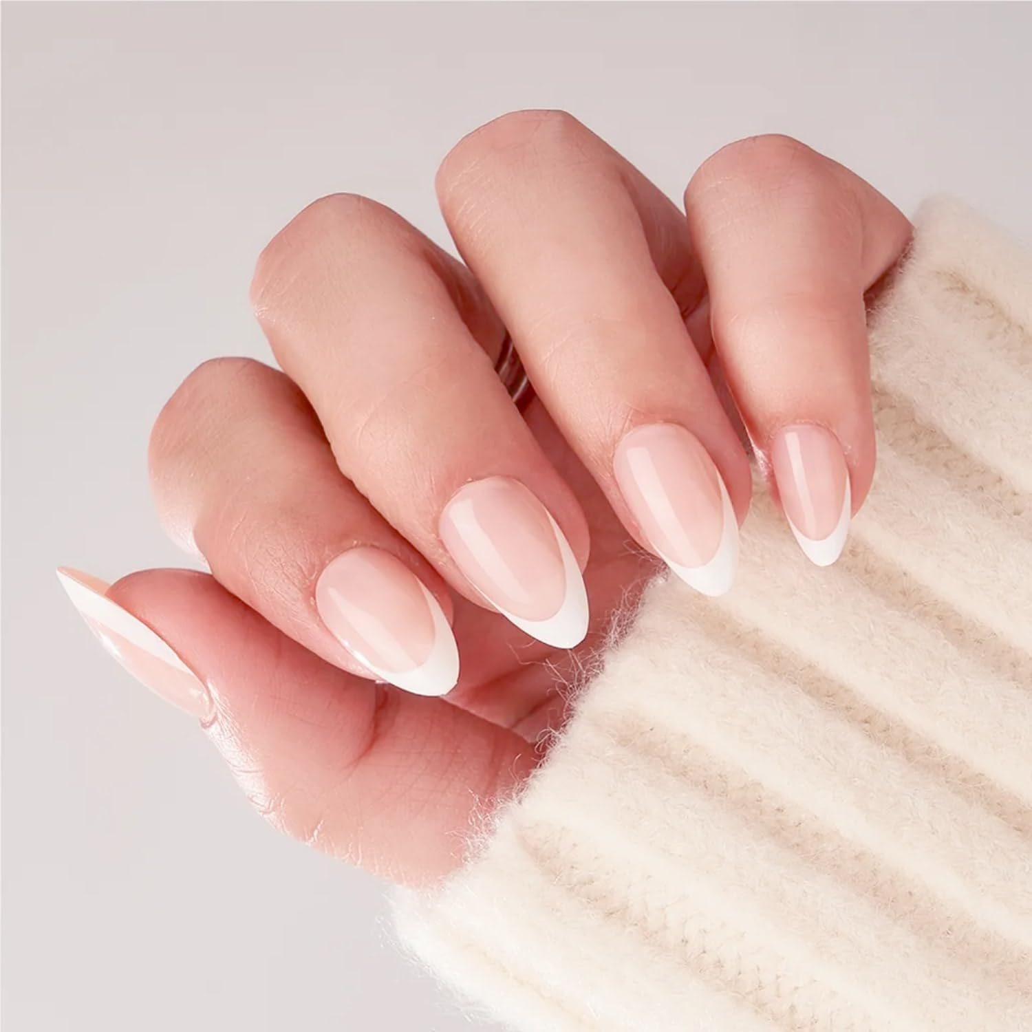 NKA Press-On Nails Kit, 30 Soft Acrylic Nails in 15 Sizes with Nail Glue, Sticky Tabs, Prep Tools & Reusable Case &ndash; Long-Lasting, Salon Look, Short French Almond image number 4