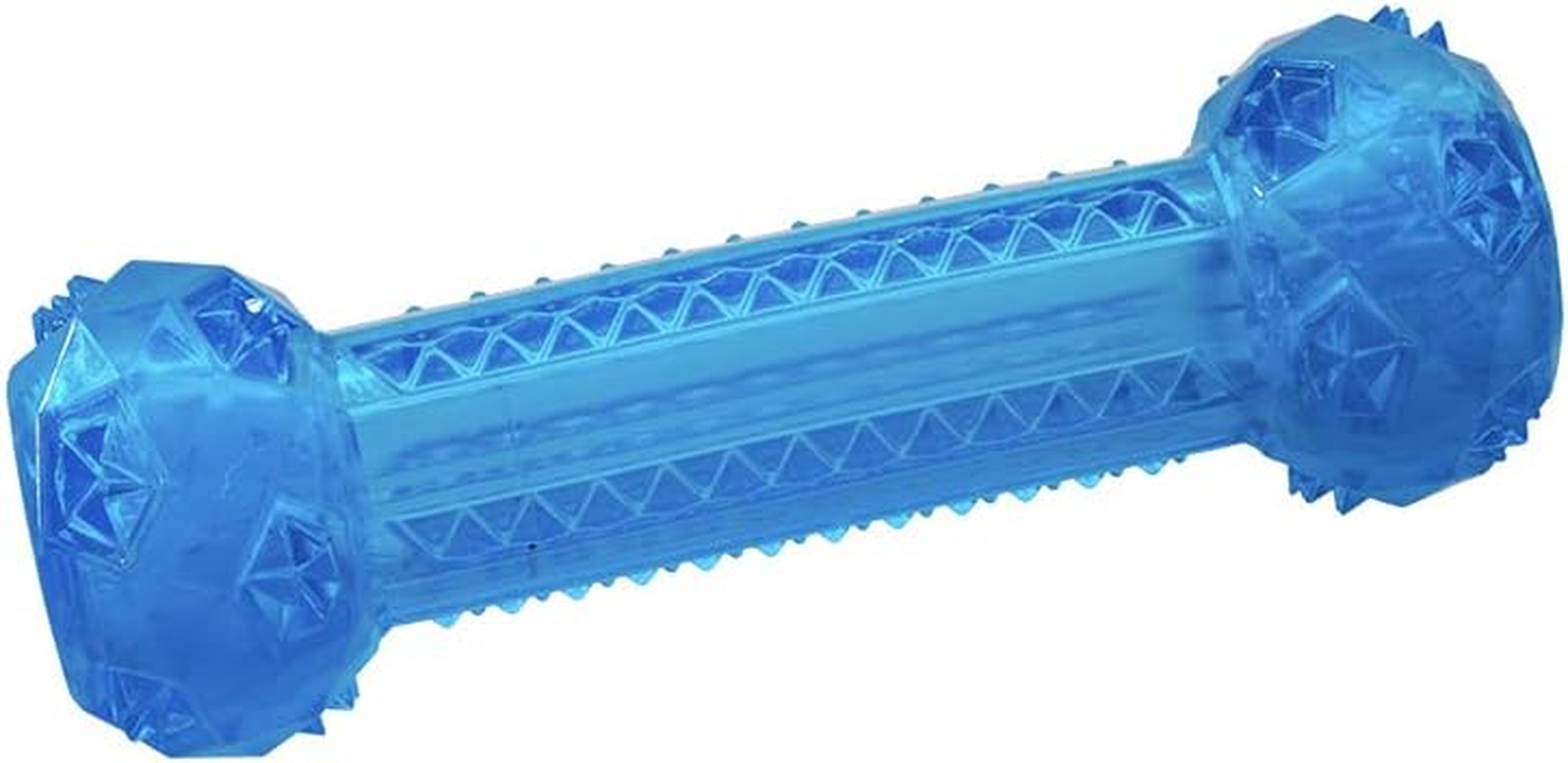 Ruff Play Blue Dog Dumbbell Squeak Toy, Durable Rubber Chew Toy, Promotes Dental Health, Suitable for Small, Medium, Large Dogs