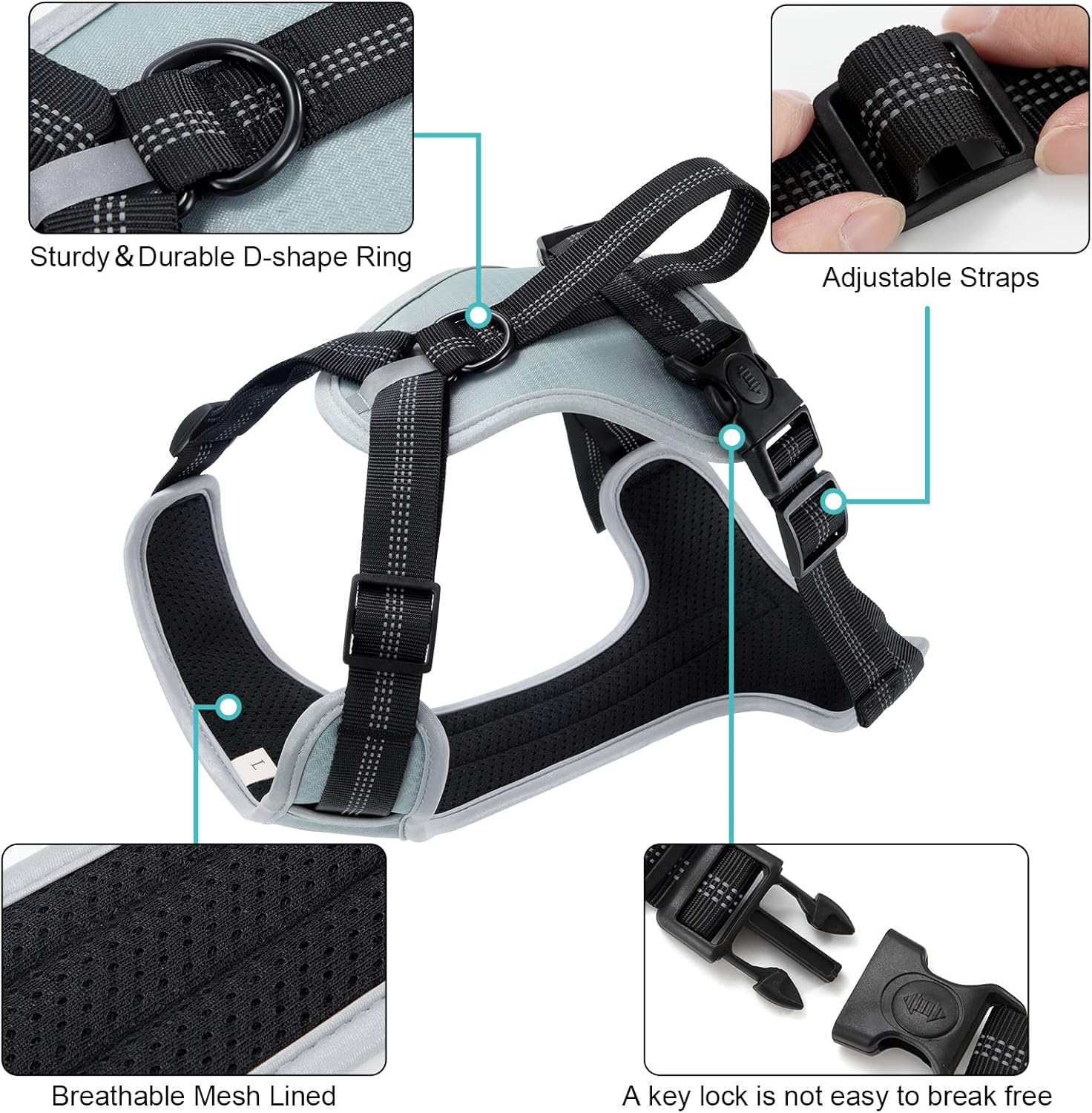 Dog Harness for Medium and Large Dogs, Anti-Pull Chest Harness, Adjustable, No Pull Safety Harness for Daily Training, Walking, Running image number 2