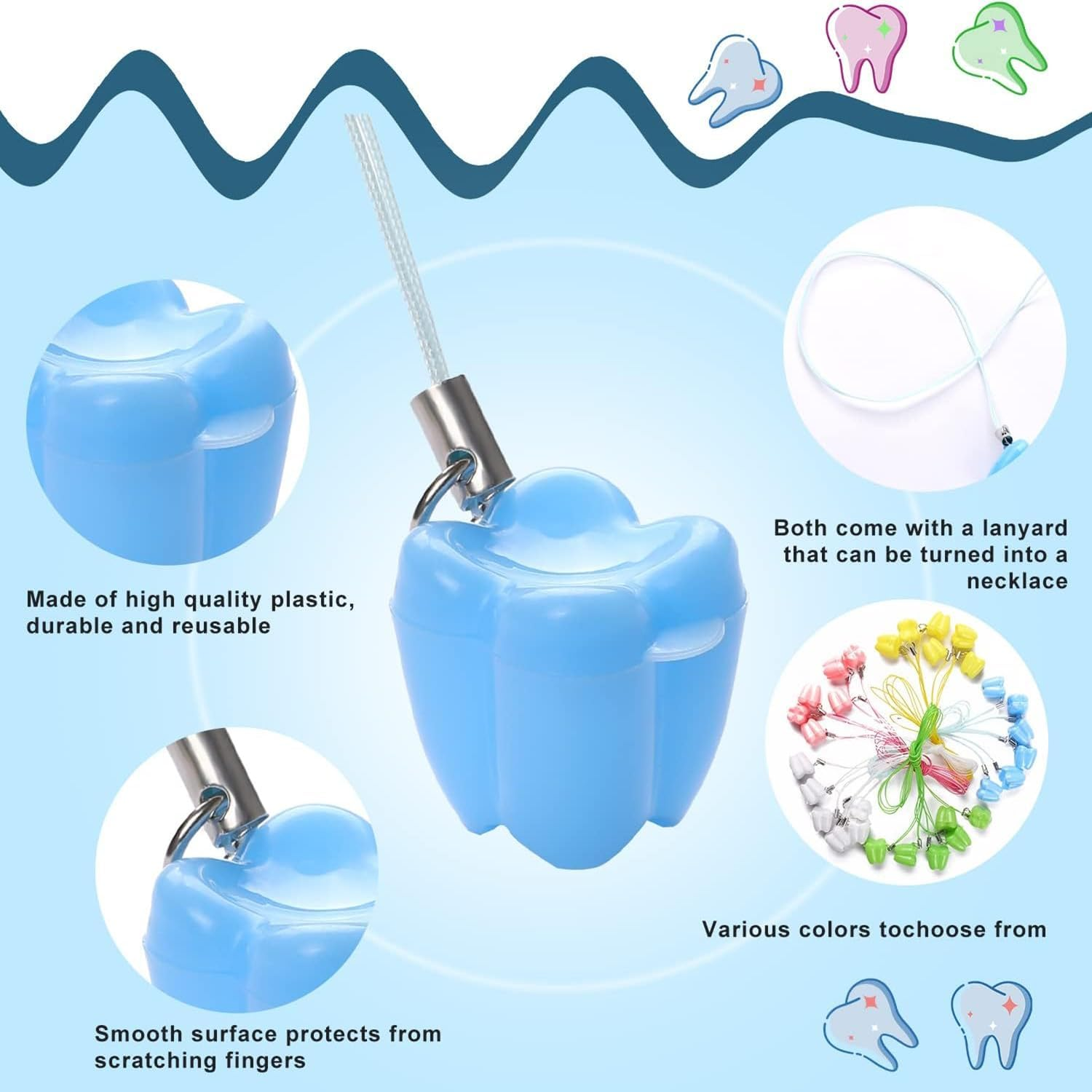 10 Pieces Lost Teeth Saver Necklace Organizer, Milk Teeth Storage Box Necklace Cute Fairy Baby Teeth Keepsake Holder Children Teeth save Box for Lost Teeth Storage Box (10Pcs) image number 1