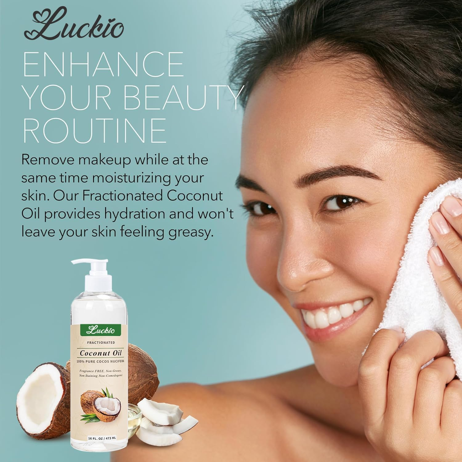 Organic Fractionated Coconut Oil - Skin & Hair Moisturizer, Relaxing Massage and Body Oil, Carrier Oil for Essential Oils Mixing, Pure Non-Greasy Coconut Oil for Skin and Hair, 16 Fl Oz / 473 Ml