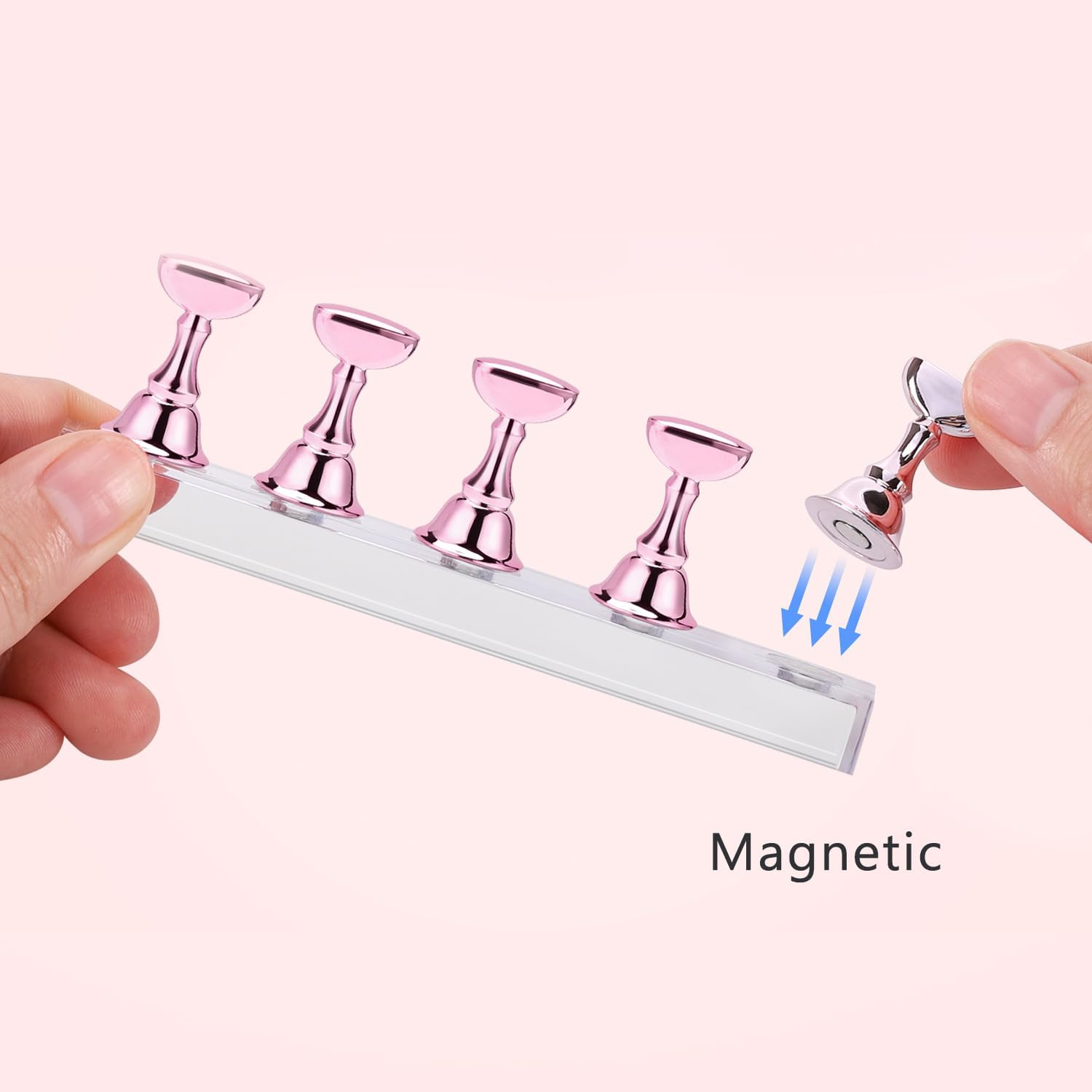 Etercycle Nail Stand Acrylic Nail Art Display Stand Practice Nail Holder for Painting Nails Magnetic Practice Stands with Double-Sided Tape for DIY Salon Supplies (Pink) - Pink image number 2