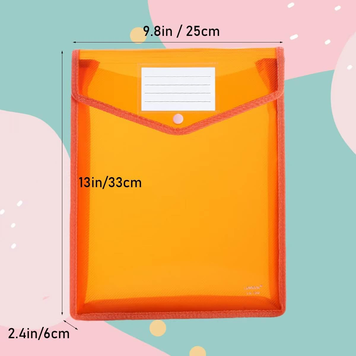 10 Pcs Plastic File Folder, Large-Capacity Poly Envelope Expanding File Wallet Document Folder A4 Accordion File Pouch with Label Pocket and Snap Button for School Home Work Office Organization