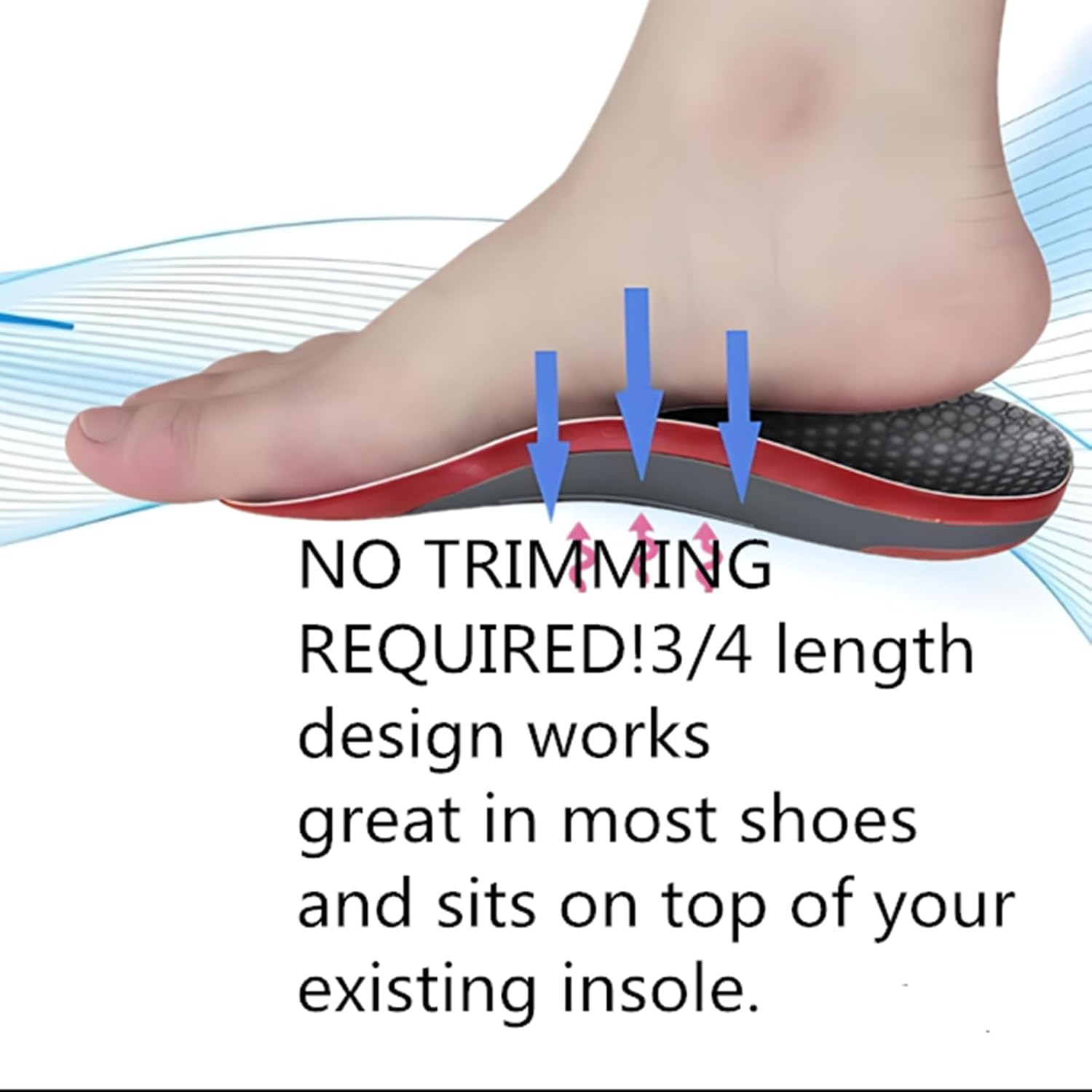 3/4 Orthotic Inserts Plantar Fasciitis Insoles &ndash; Neutral Arch Support Insoles for Flat Feet, Metatarsalgia, Morton'S Neuroma, Heel Pain Relief Orthotics for Heel Spurs Both Men and Women Can Use It ﻿ (L:Men 9-11 / Women 10-12) image number 6