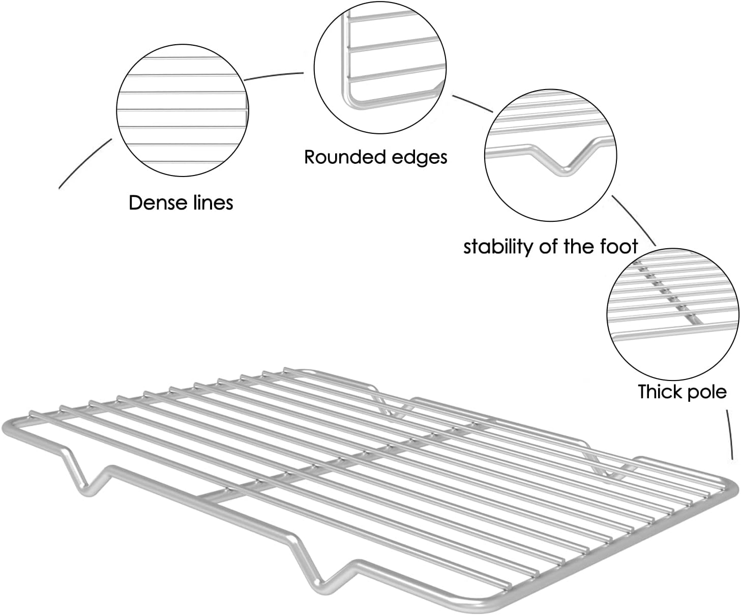 Linkidea Metal Grate Cooling Rack Pack of 2, Stainless Steel Baking Cooling Rack Rectangle 7.8'' X 10.2'', Oven Safe Grid Wire Racks for Roasting Disposable Pan image number 2