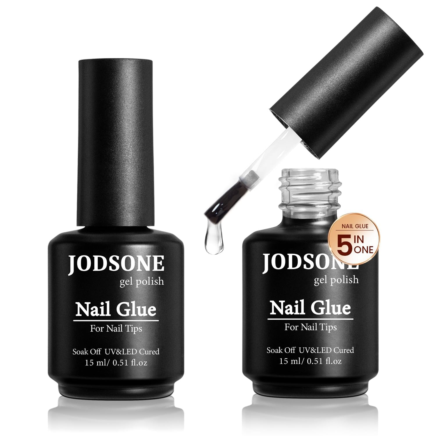 JODSONE 2 Pcs 15Ml Gel Nail Glue, 5 in 1 Nail Glue Kit for Acrylic Nails, Super Strong Brush in Nail Gel Glue for False Nails Tips image number 4