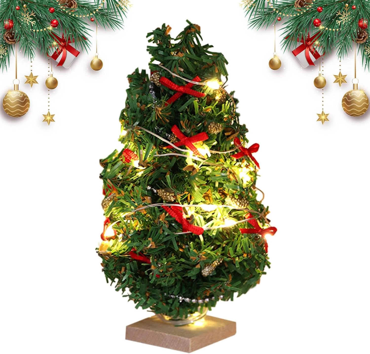 Table Christmas Tree - Illuminated Christmas Tree, Christmas Scene Decor| 1/12 Realistic Dollhouse Ornaments, Delicate Room Decor for Party Gifts, Migno Holiday Ornaments image number 5