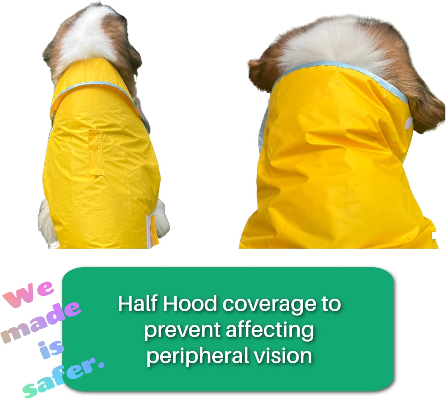 Hugehounds Extra Large Dog Yellow Rain Rover Raincoat with Half Hood XL- Waterproof-Includes a Travel Carry Bag image number 3