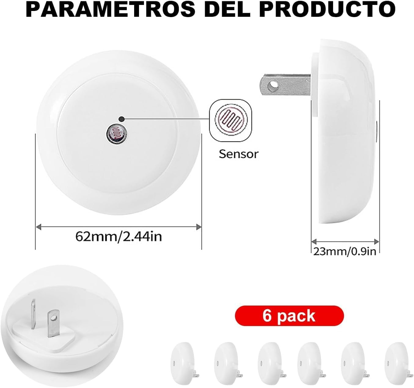 GIOD LED Night Light, 6-Pack Plug in Indoor Intelligent Control Sensor Light, Plug-In Children'S Wall, Suitable for Bedrooms, Kitchens, Bathrooms, and Stairs, Dusk to Dawn Sensor image number 3