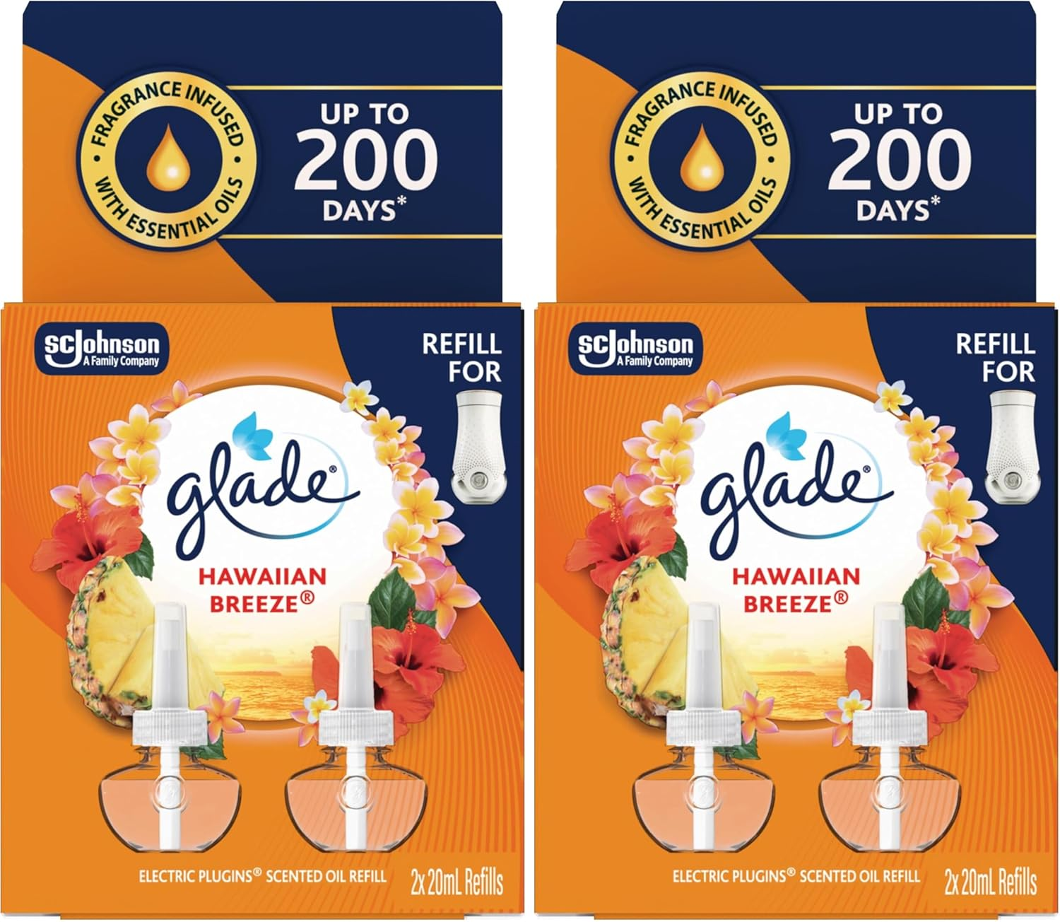 Glade Plugin Scented Oil Refill Hawaiian Breeze 2X20Ml &ndash; Exotic Fragrance, up to 200 Days of Fragrance image number 4