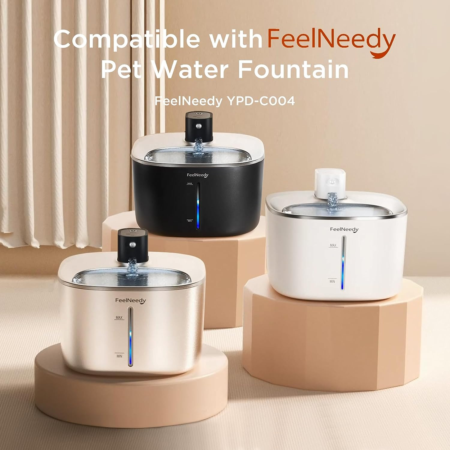 FEELNEEDY 6 Pack Cat Fountain Filter Sponges Replacement Pet Water Fountain Filter for 4L Cat Fountain with Motion Sensor (YPD-C004) image number 5