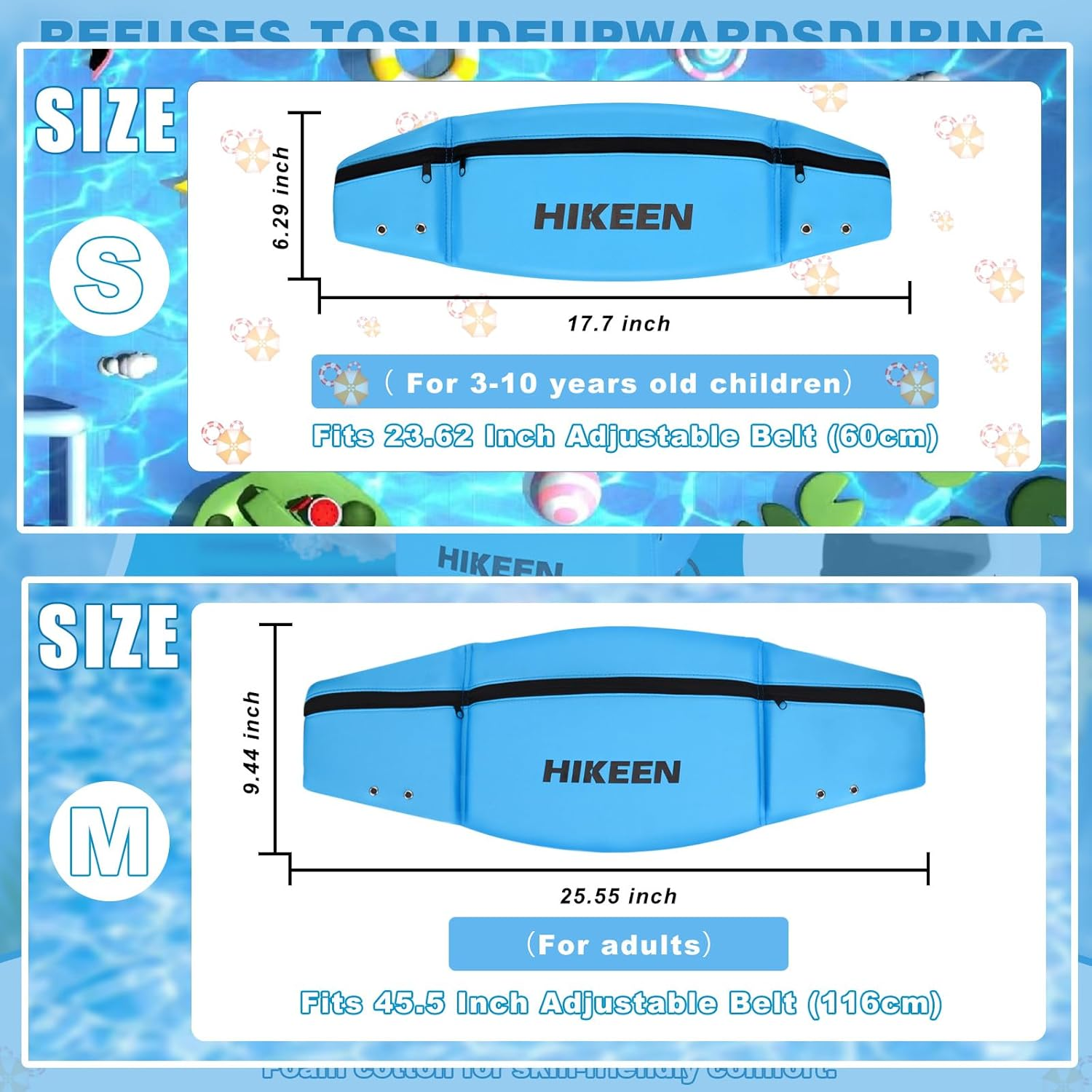 Hikeen Swim Belt for Adults/Kids,Water Aerobics Equipment with Fixing Straps and Zipped Pocket,Adults Pool Exercise Equipment for Pool Exercises and Workouts image number 1