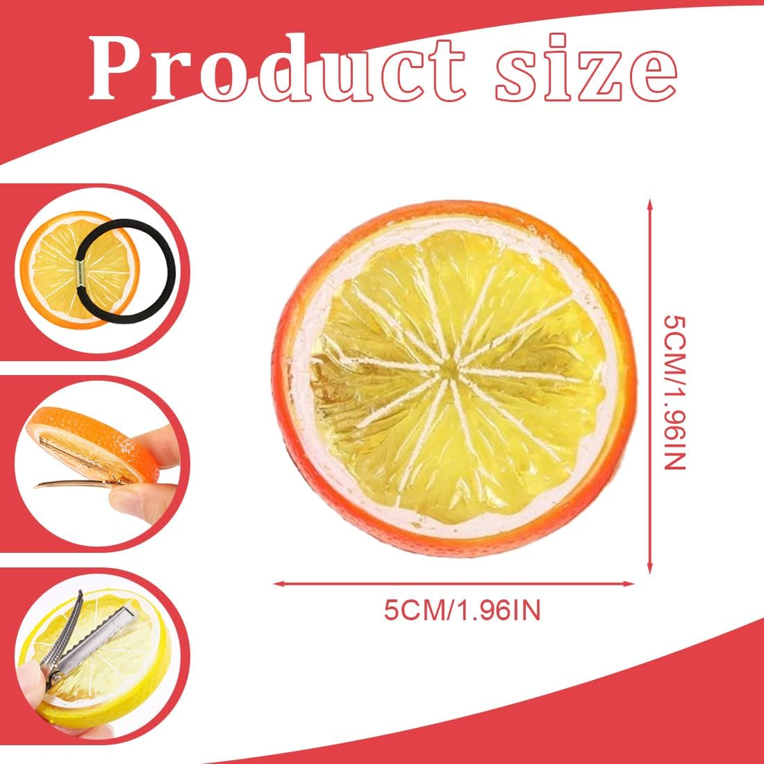 HQRKOTM 3 Pieces Hair Clips + 3 Discs Elastic Hair Scrunchie Girls Women Cute Fruit Hair Accessories for Party, Banana Clip, Hawaiian Decoration (Yellow + Orange + Green) image number 1