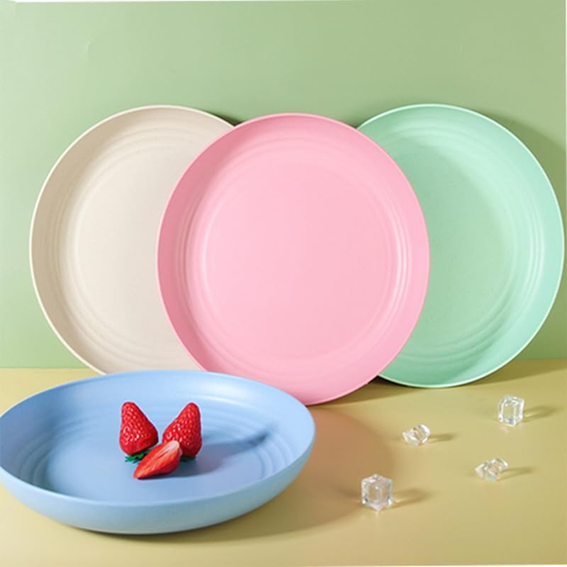 Wheat Straw Cat Dish - Whisker Fatigue Free Food Bowl, Wide and Small Pet Plate, 4Pcs Shallow Feeding Dish for Wet Food image number 4