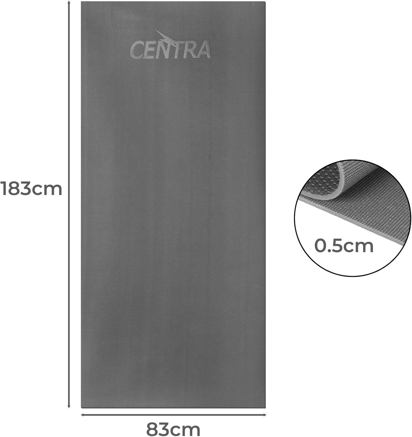 Centra Yoga Mat Lightweight Multipurpose Exercise Mat for Yoga, Pilates, and Home Workout,5Mm Thick Cushion for Joint Support and Stability,183Cm X 83Cm Grey/Green image number 6