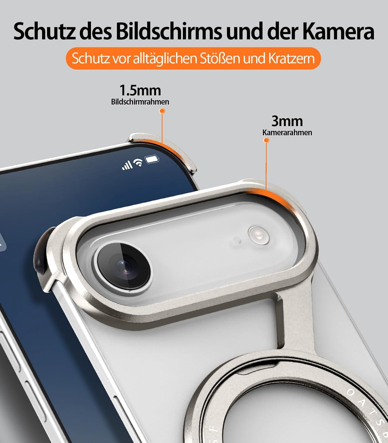 NIFBANG Z Shape for Iphone Air, Frameless Case, with 360&deg; Rotating Magnetic Stand, Mobile Phone Case, Thin Aluminium Military Shockproof Protective Case for Iphone 17 Air Bumper Case (Silver) image number 7