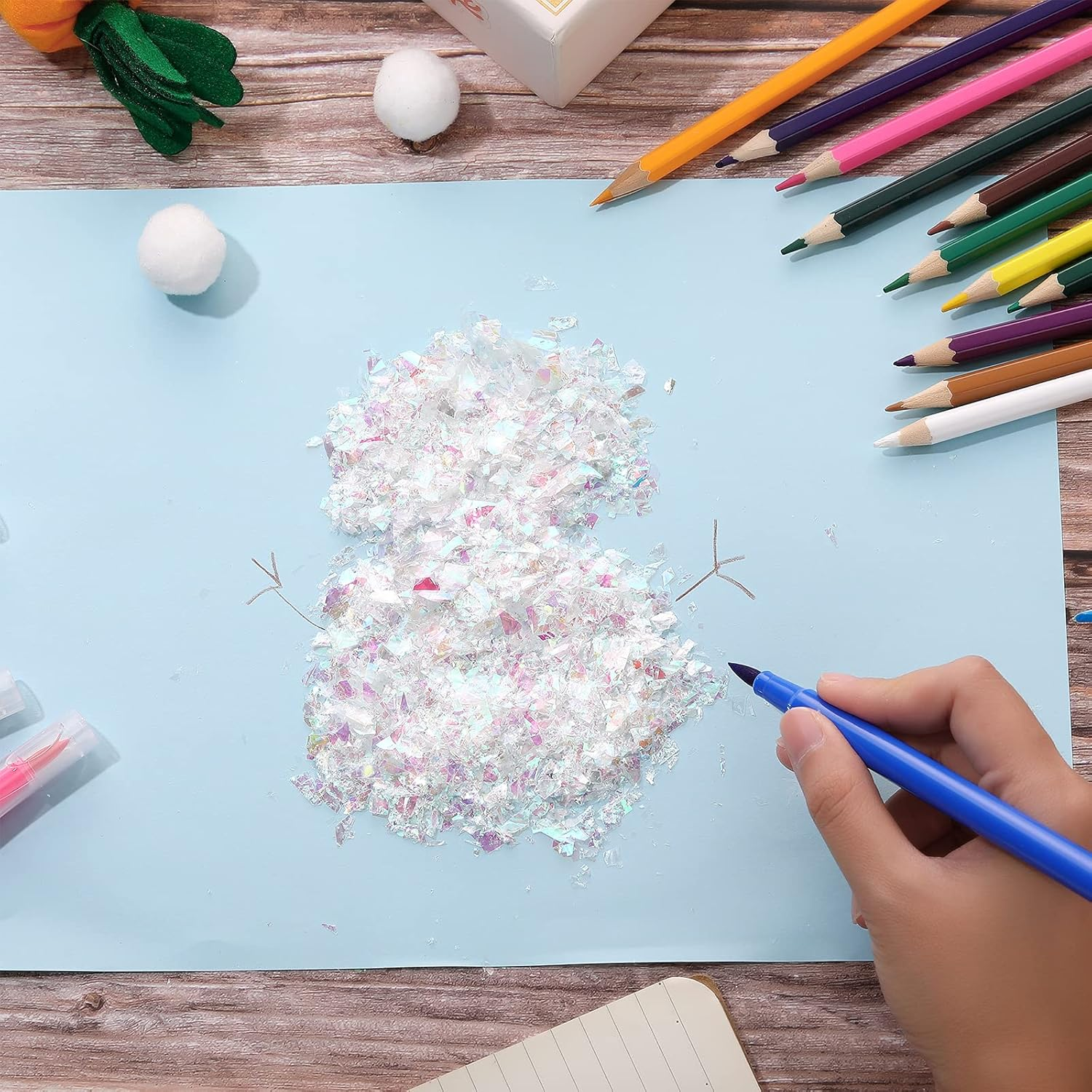 Containlol Sparkle Holographic Confetti Iridescent Confetti Winter Radium Color Metallic Foil Decor Bag for Christmas New Year Disco Party Table Decor Craft Chunky Glitter Nails Jewelry Making, 160G image number 2