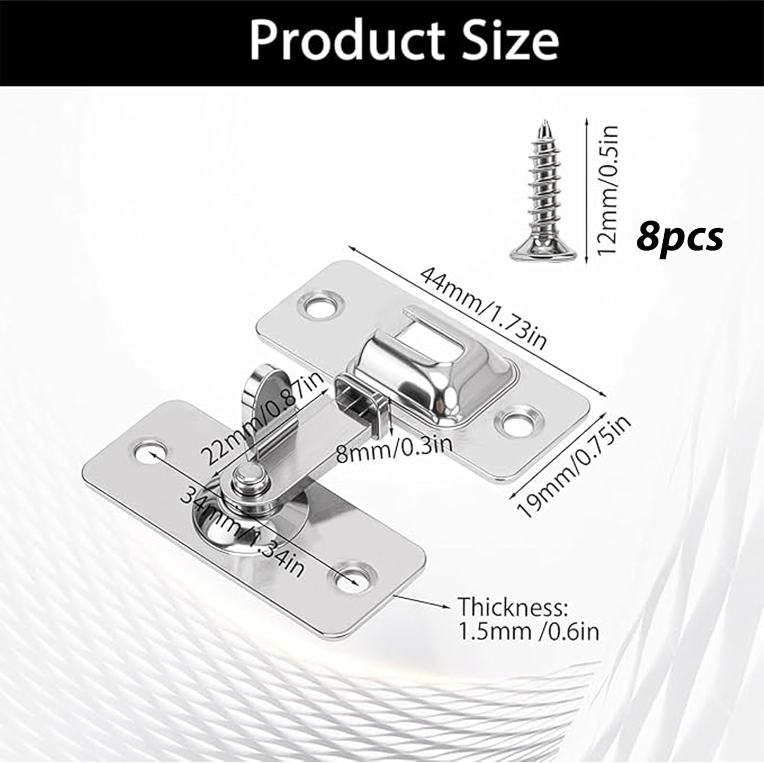 Stainless Steel Right Angle 90 Degree Door Buckle,Mini Size Door Lock,Outward Opening Door Security Lock,Protect Privacy - Security Door Latch,Heavy Duty Security Screen Door Latch (2, Silver) image number 5