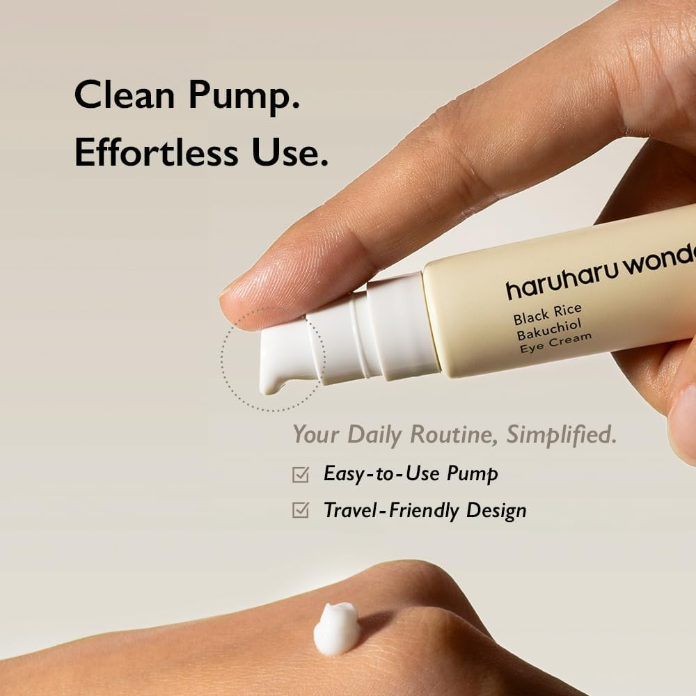 Haruharu Wonder Black Rice Bakuchiol Eye Cream, Smooths Fine Lines & Crow&rsquo;S Feet, Reduces Puffiness & Dark Circles, Lightweight Day and Night Care, 0.67 Fl.Oz image number 5