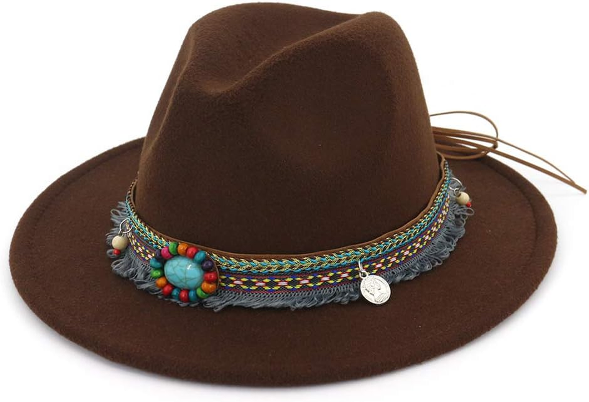 Gossifan Fedora Hats for Men Wide Brim Panama Hat with Classic Belt