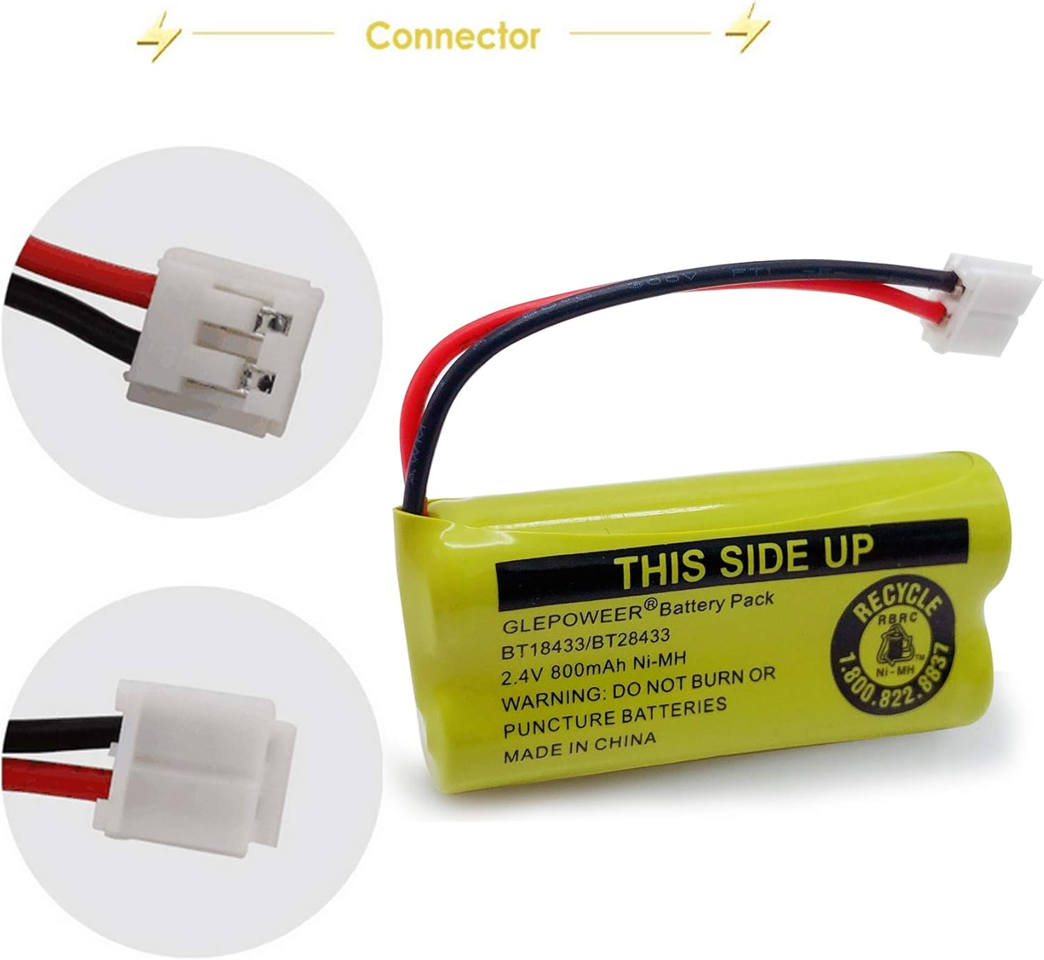 BT18433 BT-18433 BT184342 BT-184342 BT1011 BT-1011 Replacement Battery Compatible with AT&T and Vtech BT-8300 BATT-6010 89-1326-00-00 89-1330-01-00 CPH-515D Cordless Phone(2 Pack) image number 6