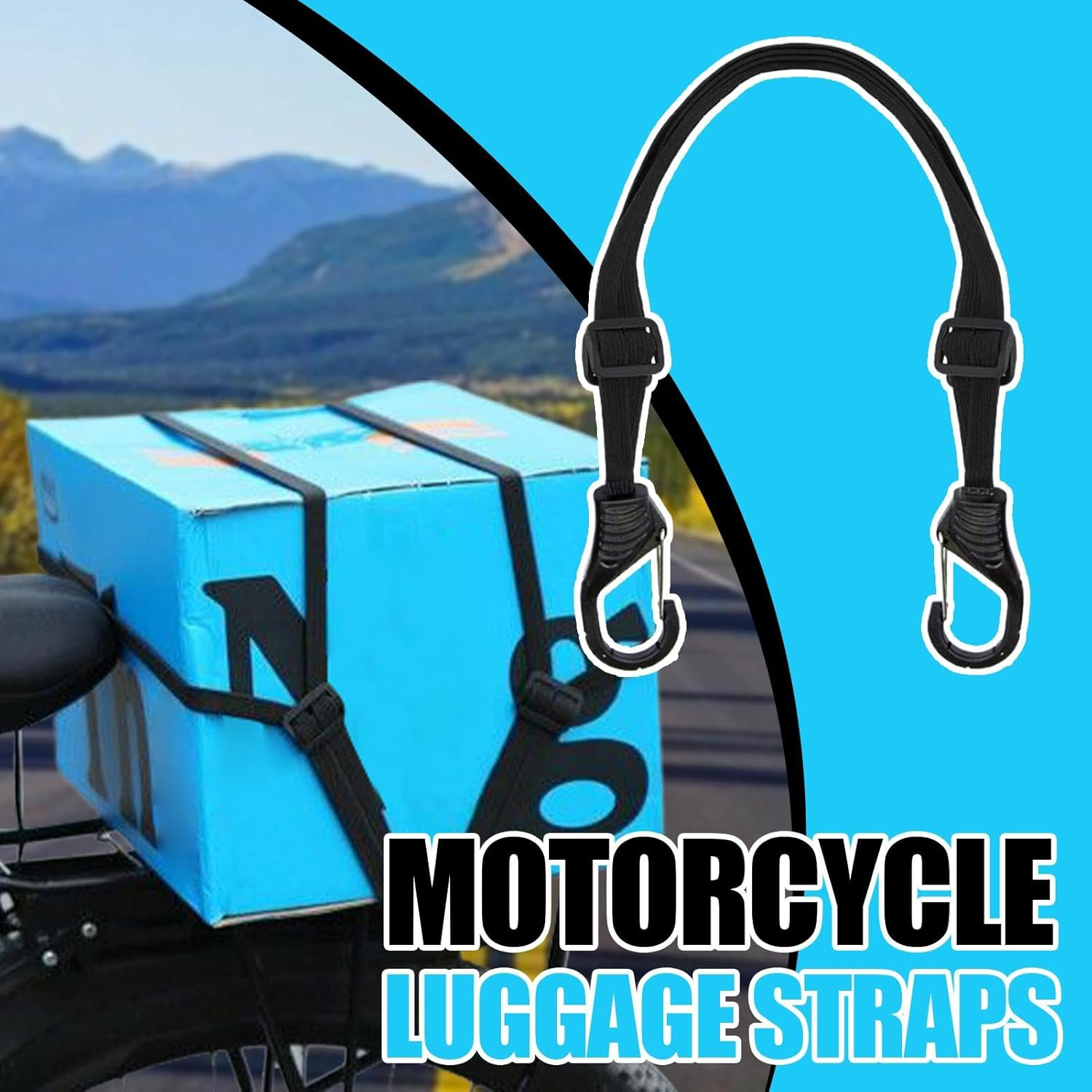 Motorcycle Luggage Cargo Straps - Motor Tie down Rope - Adjustable Motorcycle Tie down Straps for Securing ATV Kayak Moving Cargo - 90Cm image number 6