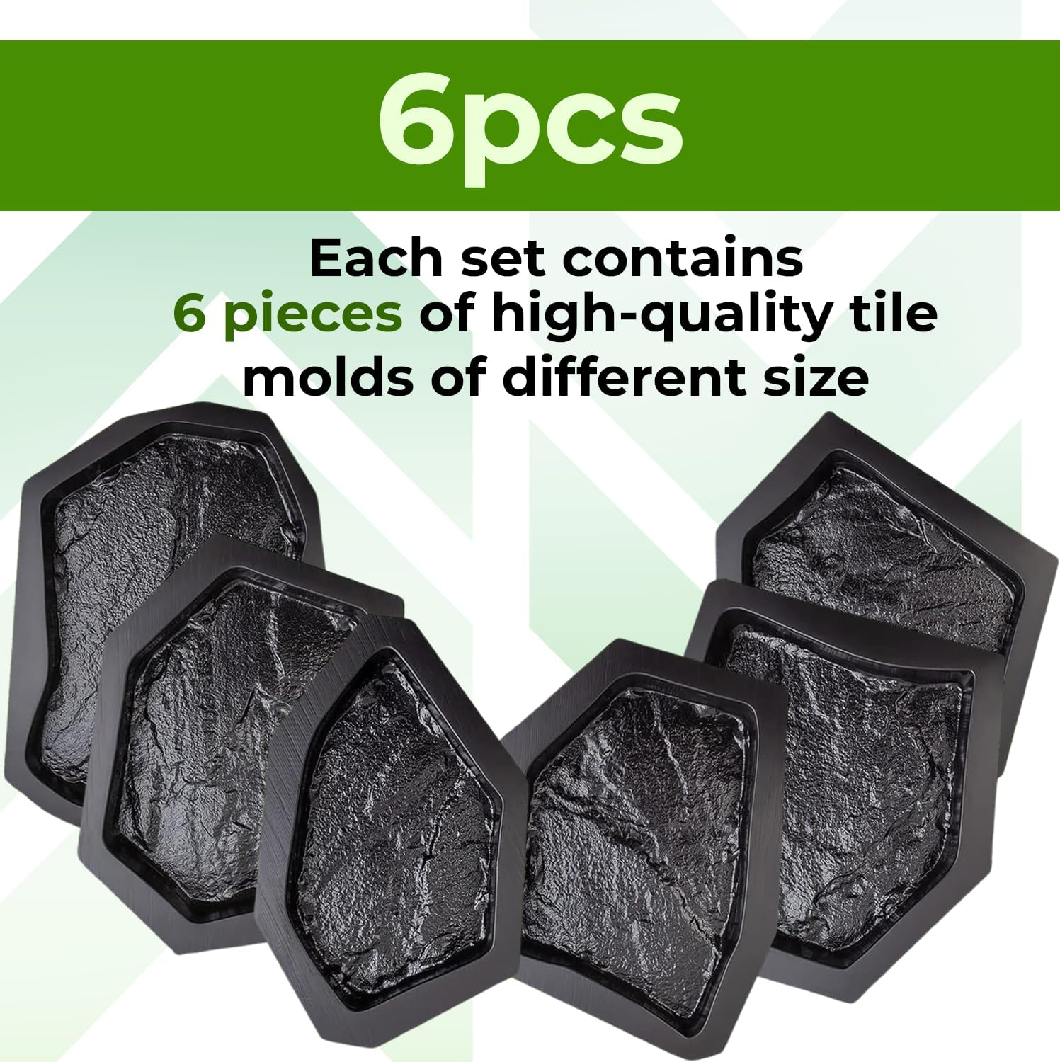 Betonex 6 Pcs Flagstone Molds ABS 2Mm Cement Mold - Reusable Paver for DIY Stepping Stone - Casting Pathmaker Garden Pathmate Pavement Precast Concrete Forms and Walkway image number 4