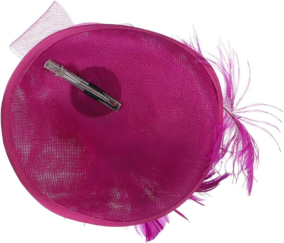 Feather Fascinator Hat with Hair Clip Flower Mesh Net Veil Wedding Race Hairpin Bowler Hat Elegant Royal Ascot Floral Derby Hat for Women Ladies Wedding Tea Party Church Cocktail Hair Accessories - Black image number 2