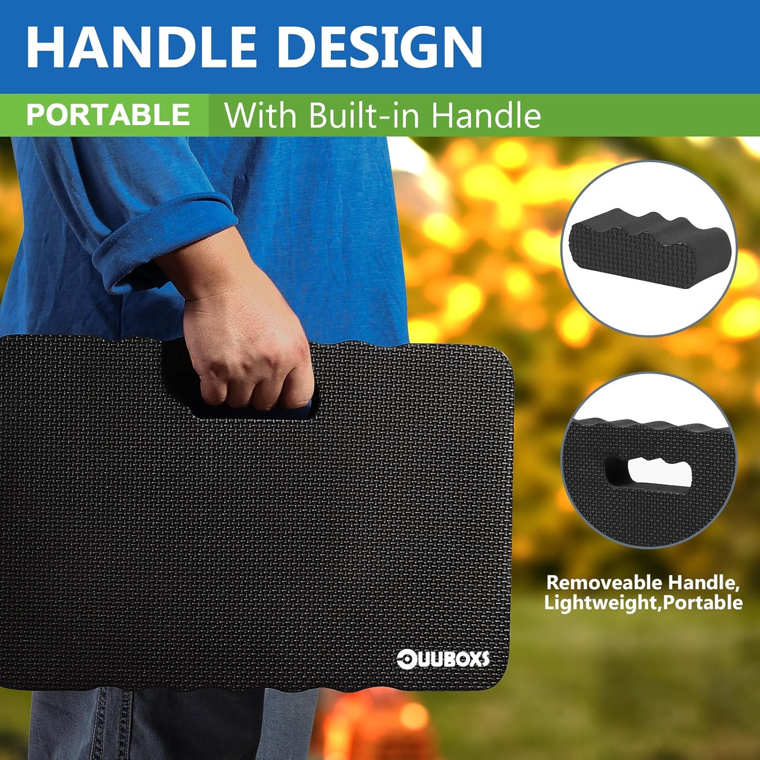 UUBOXS Premium Thick Kneeling Pad, Extra Soft Foam Garden Kneeling Mat, Comfort Kneeler Cushion for Gardening, Yard Work, Exercise, Baby Bath, 17.5 X 11 X 1.5 Inch, Black image number 2