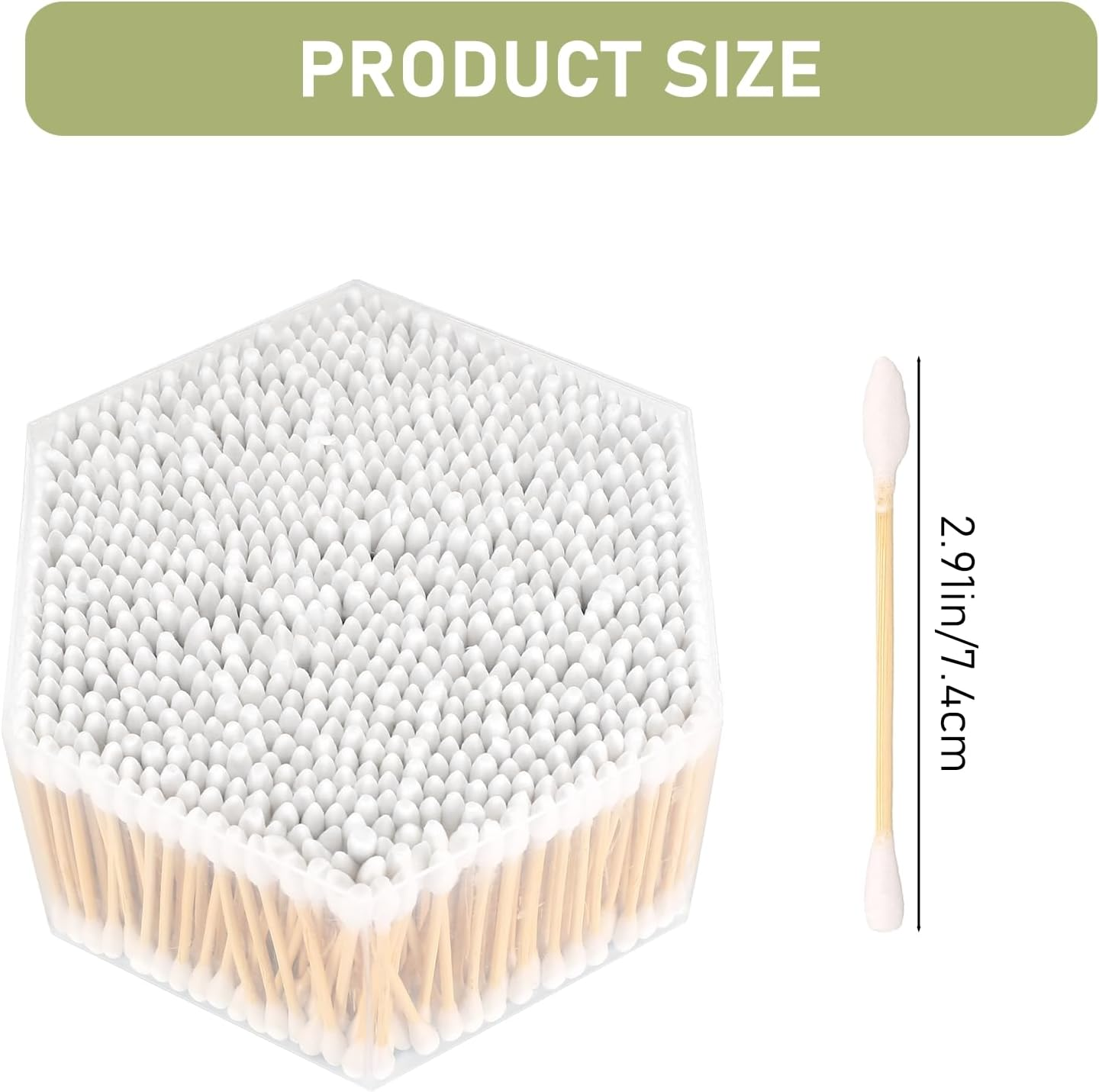 800 Pointed & round Count Cotton Buds,Cotton Swabs, Natural Cotton Swabs for Ears Swabs Sticks, Cotton Tips with Wooden Sticks for Makeup Cleaning Arts Crafts, with Storage Container image number 5
