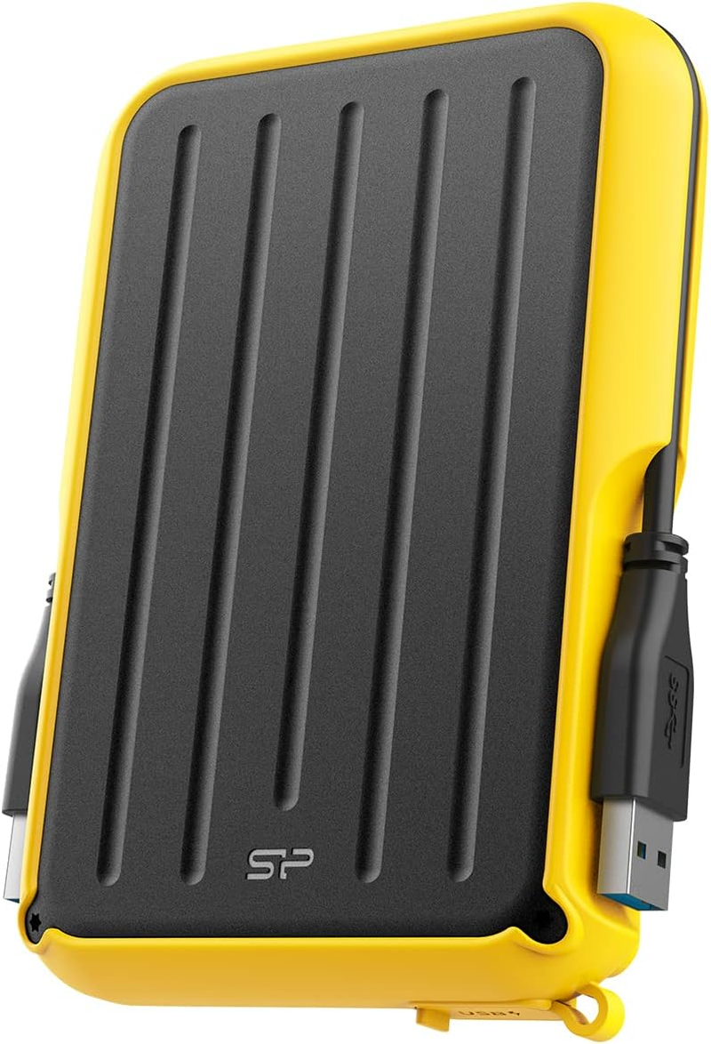 Silicon Power Armor A66 2TB Rugged External Hard Drive, Military-Grade Shockproof Water-Resistant USB 3.0 Portable HDD for PC Mac Laptop Computer - Yellow