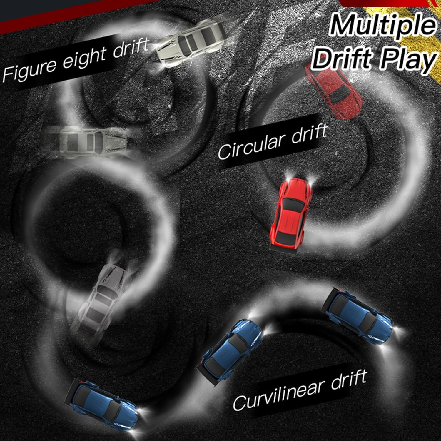 Mini 4WD Remote Control Drift Car,1:64 Hand Racing Car,2.4G Stepless Speed Remote Control Car,Simulation Front and Rear Lights,Suitable for Kids Adults Gift Toys (Black) image number 1