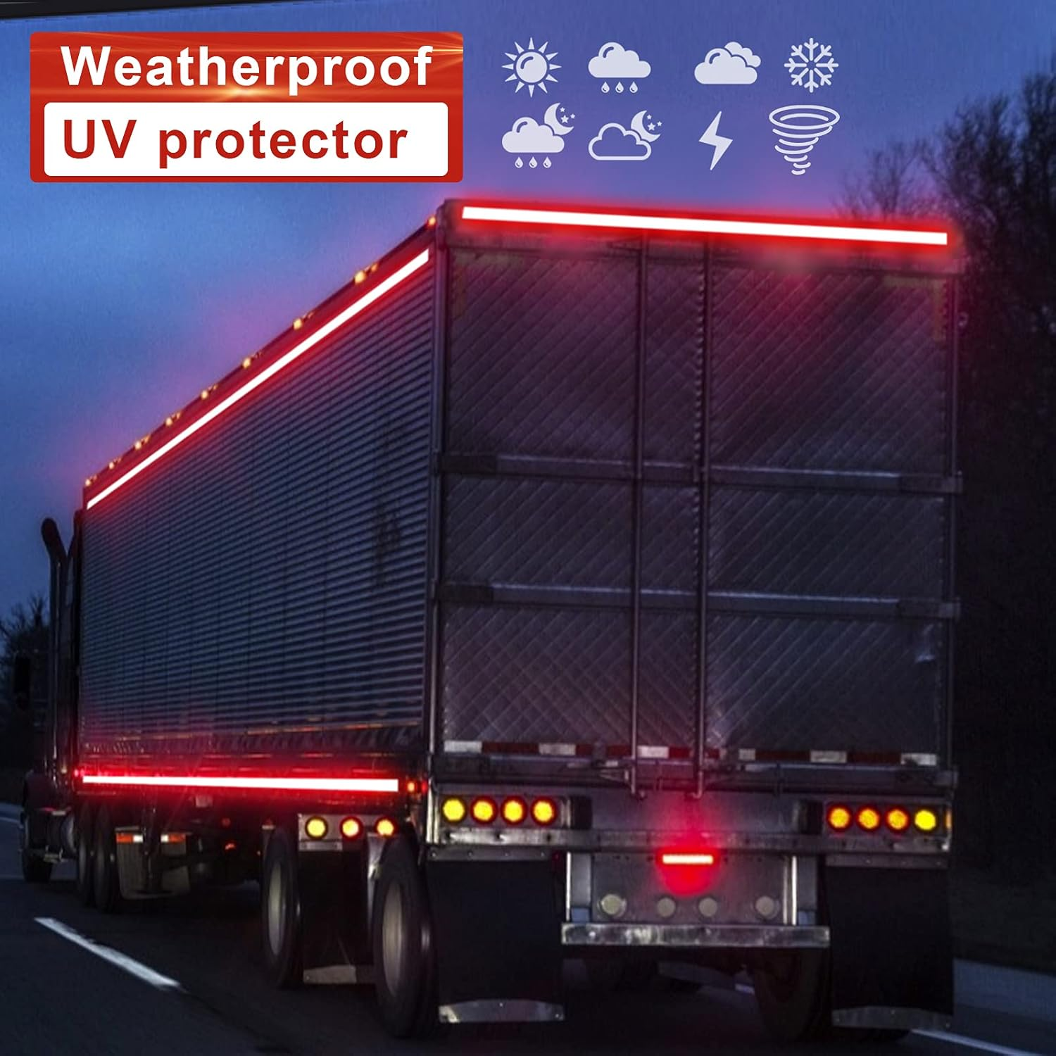 XFXIA Reflective Tape Waterproof, 20M*5Cm Reflective Warning Sticker High Intensity Self-Adhesive Safety Tape for Vehicles Car Trailers Night, Reflector Tapes for Road Facilities Safety Reminder (Red) image number 4