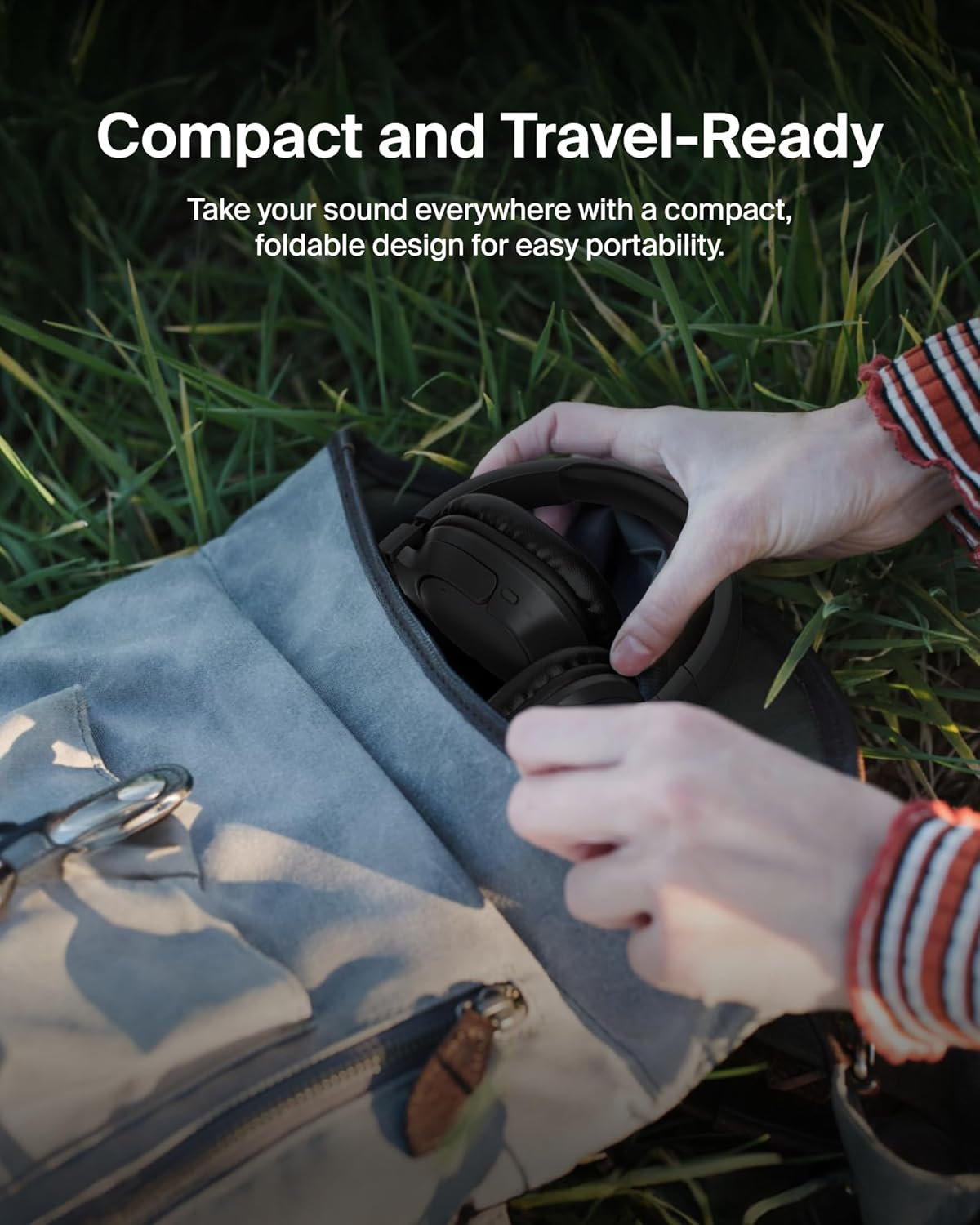 Belkin Soundform Surround Bluetooth Over-Ear Headphones - Environmental Noise Cancelling Headphones - Wireless W/ 60H Playtime & Soft Ear Cups for Iphone, Galaxy, Ipad, Travel, Home or Office - Black - Blue image number 5