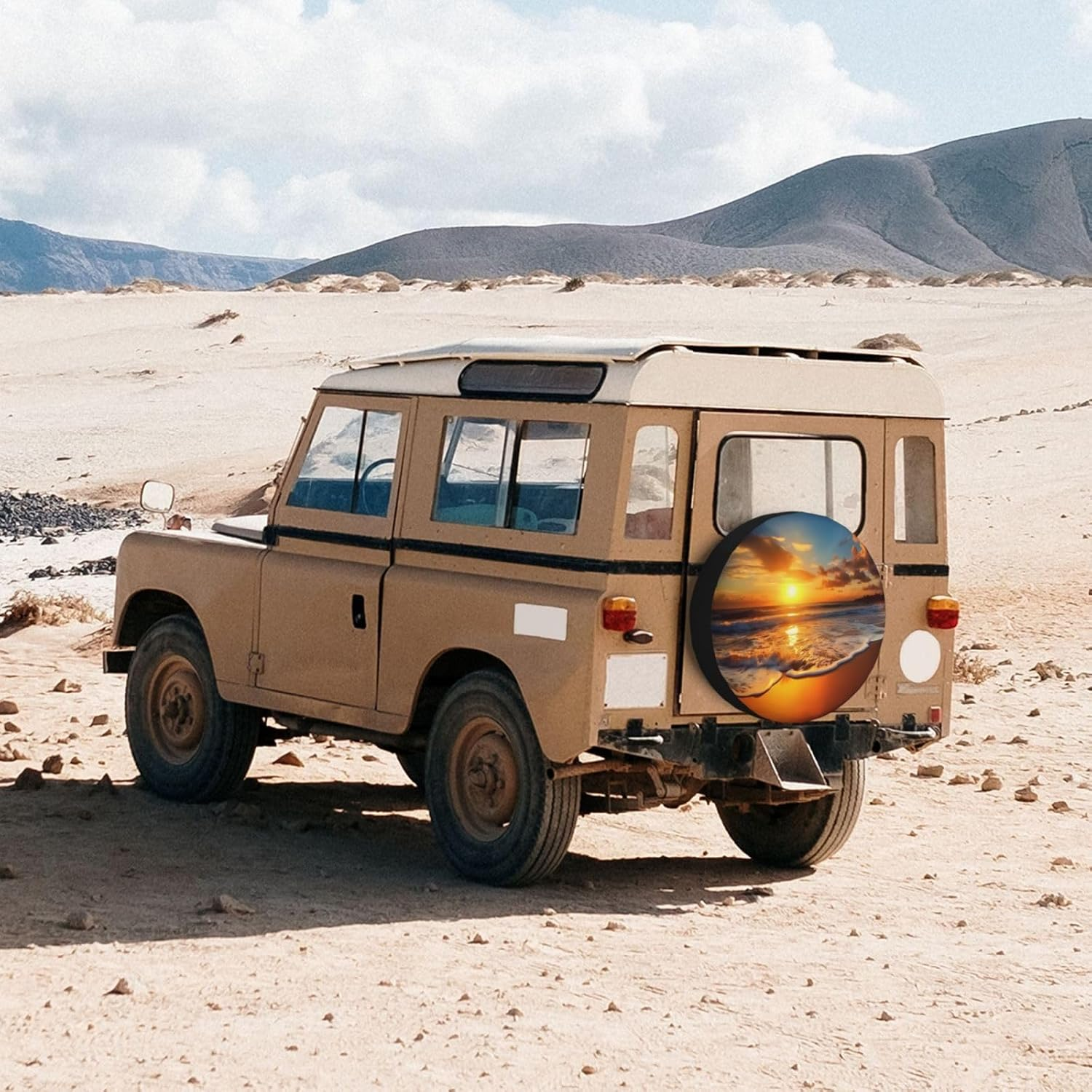 14 Inch Tire Cover Sunset Beach Weatherproof Spare Tire Covers Dustproof Wheel Protectors Universal Fit for Rv Trailer SUV Truck Camper image number 5