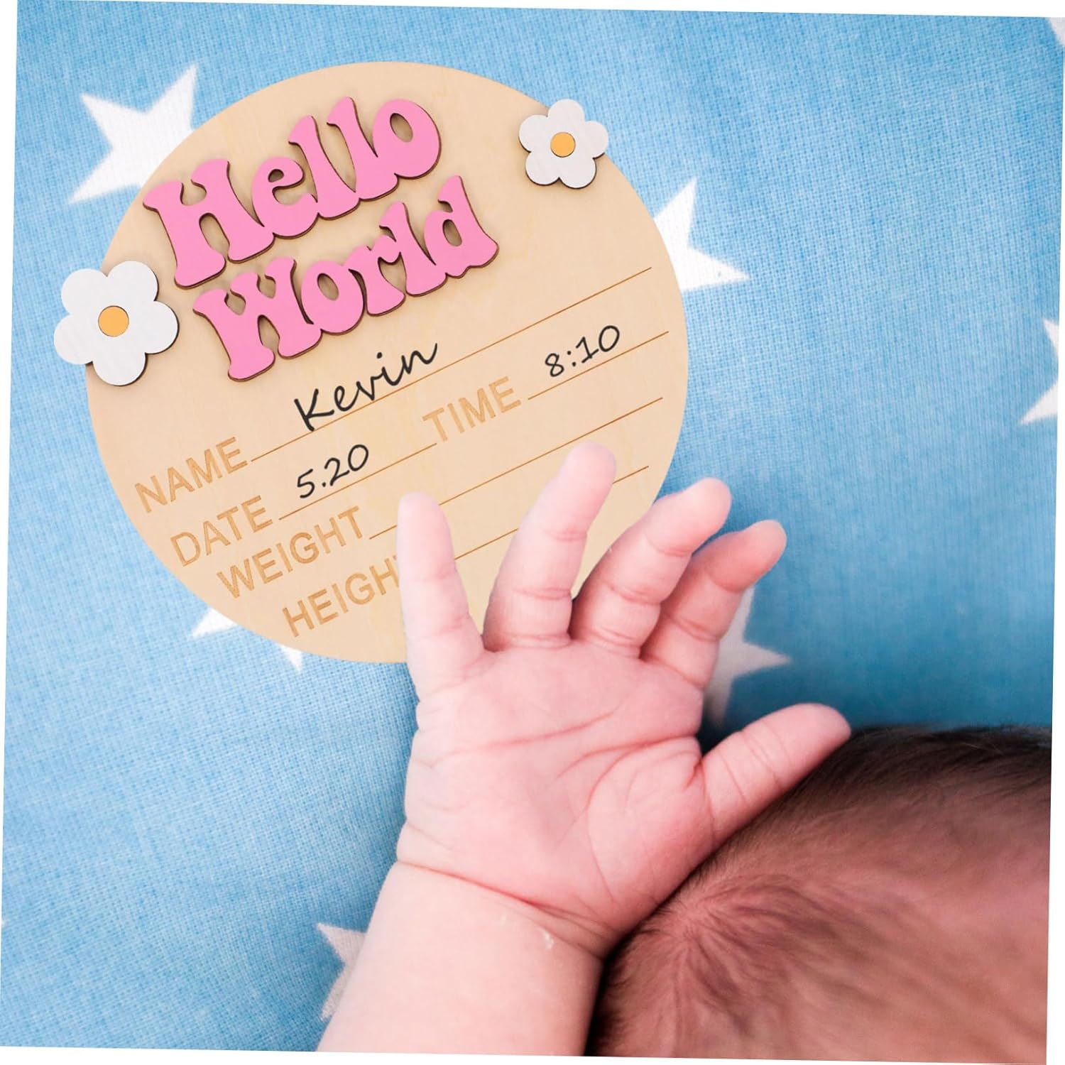 Birth Announcement Sign Name Plaque for Nursery Photo Prop Newborn Announcement Board Safe Sturdy Decor image number 6