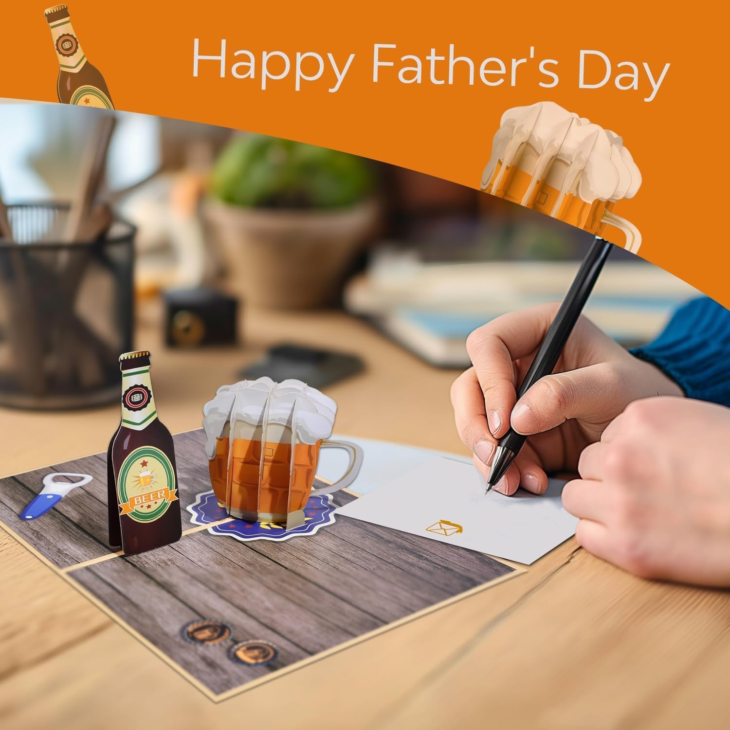 Magic Ants Happy Father&rsquo;S Day Card - Pop up Fathers Card - 3D Pop up Fathers Day Card - Handcrafted 3D Pop up Greeting Card for Him - Father&rsquo;S Day Love Card - Birthday Card for Dad (Beer for Dad)