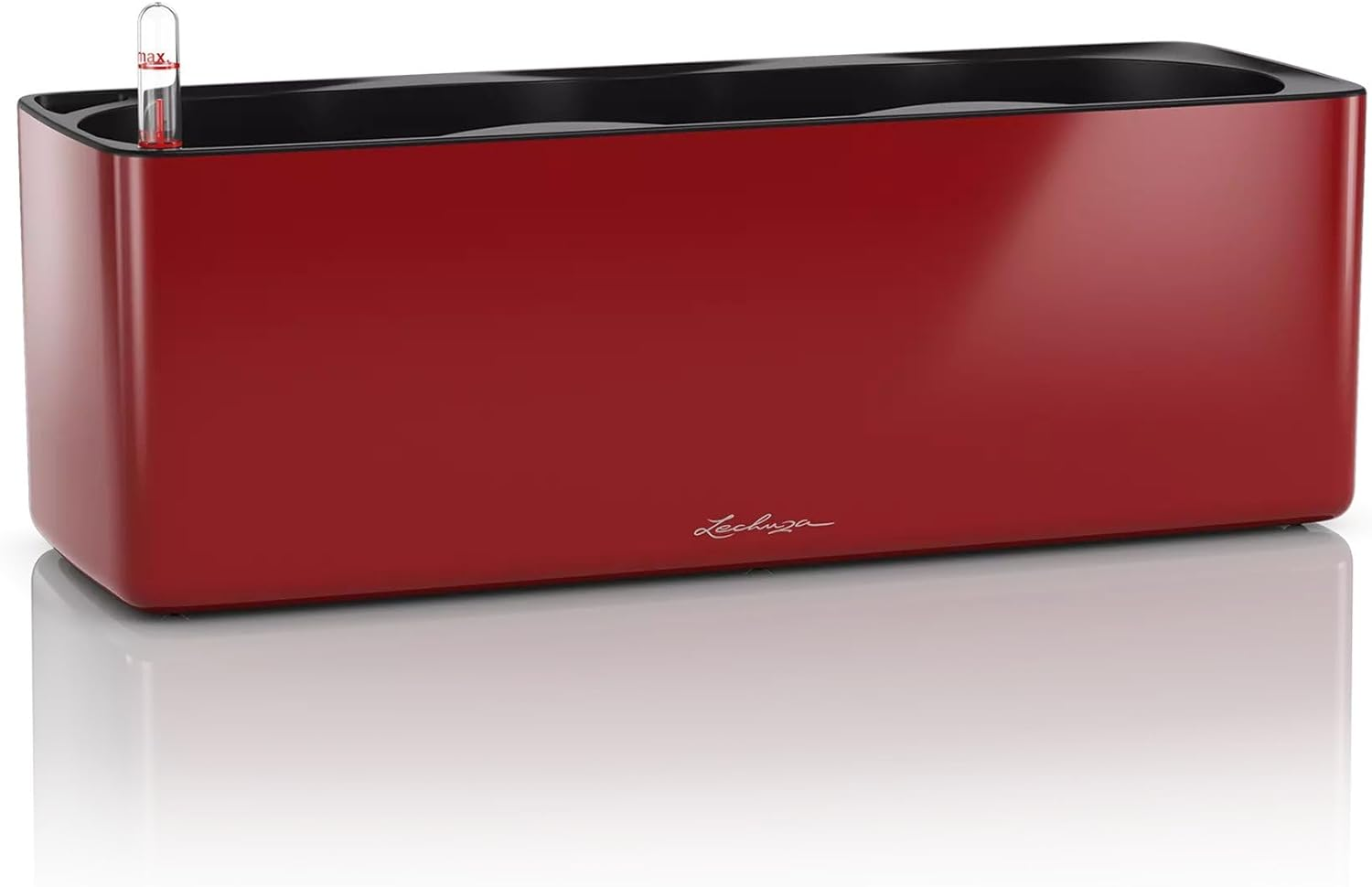 Lechuza Cube Glossy Triple Self-Watering Planter, Charcoal